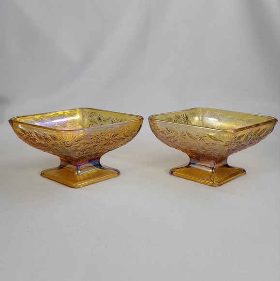 (2) Carnival Glass Iridescent Candy Dish - Picture 1 of 16